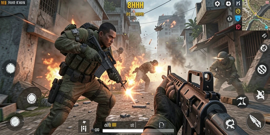 Tampilan pertempuran seru dalam screenshot 8HHH.