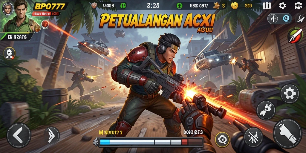 Screenshots menampilkan gameplay aksi penuh adrenalin dari BPO777.