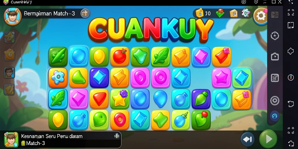 Screenshot menunjukkan gameplay seru dari CUANKUY dalam kategori Match-3.