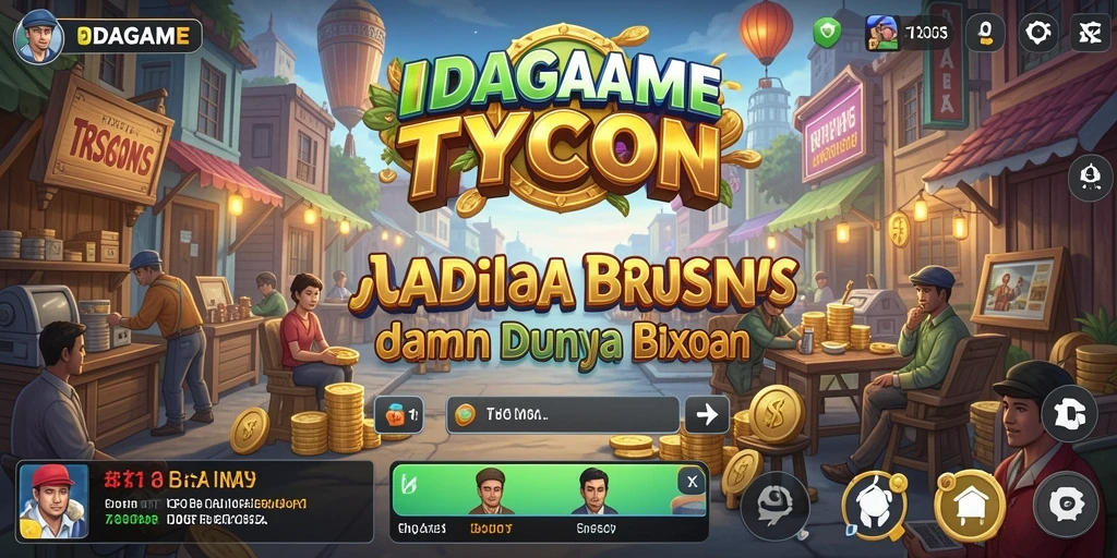 Tangkapan layar utama gameplay <strong>IDAGAME</strong> menampilkan aksi membangun bisnis yang dinamis.