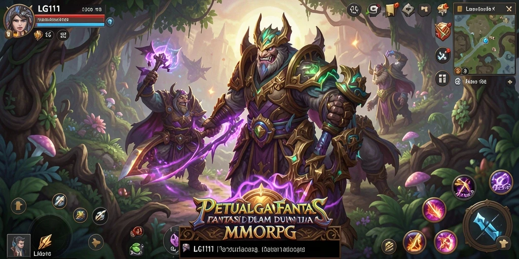 Tangkapan layar gameplay LG111 menampilkan pertempuran epik dalam dunia MMORPG.